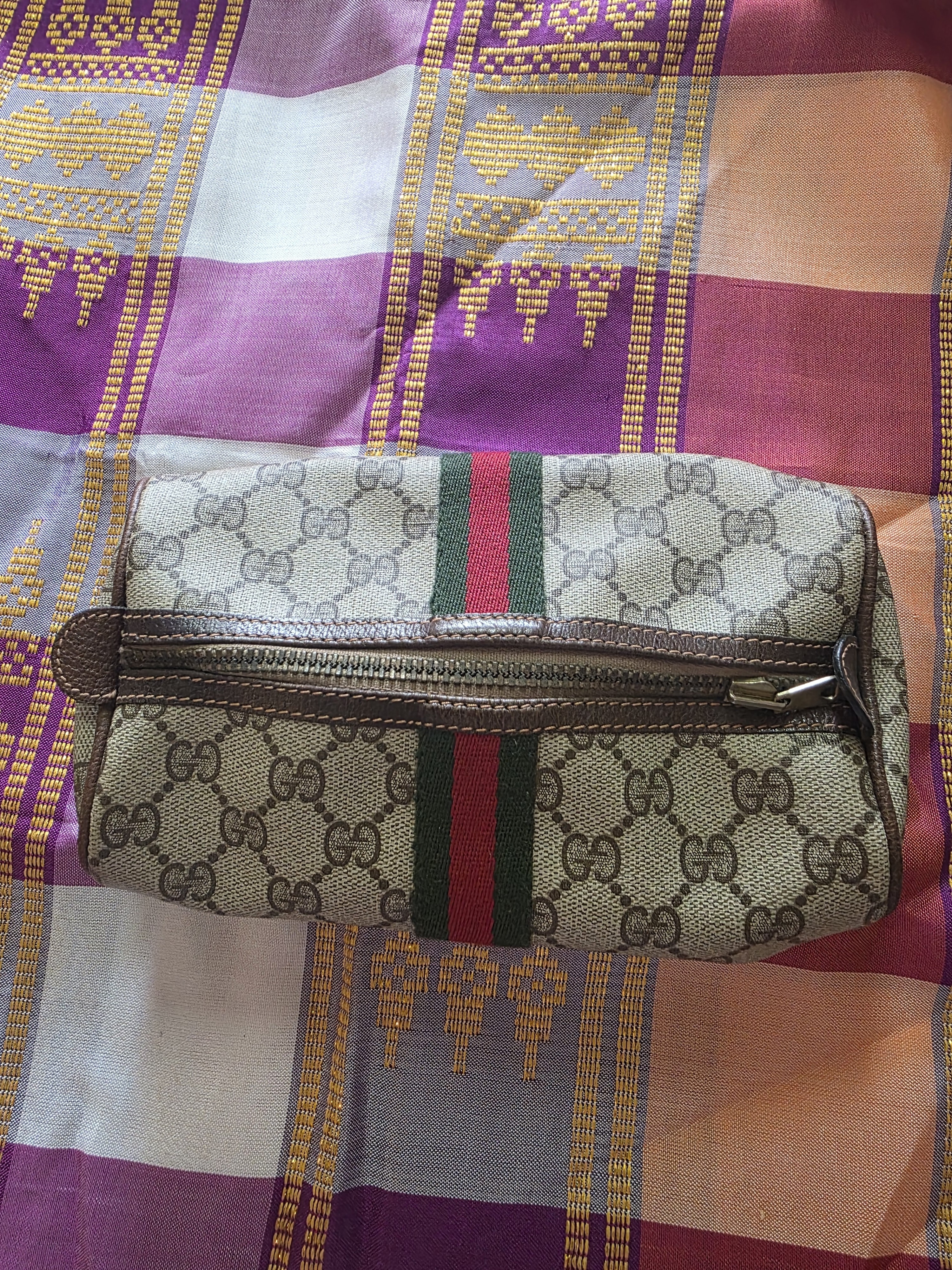 Gucci Gg Canvas Cosmetic Pouch With Web Stripe